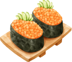 vattenfärg sushi med kaviar png