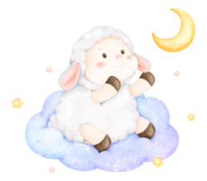 cute sheep on cloud png