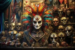 Carnival mask vendor's stall photo