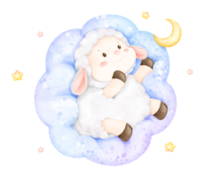 cute baby sheep on cloud png