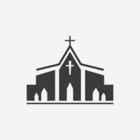 vector de icono de iglesia aislado. edificio, catedral, cristiano, signo de símbolo de religión