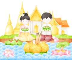 loy krathong festival and thai couple png