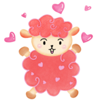 Cartoon sheep drawing for valentines day can be used in a variety of media and designs. png