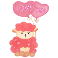 Cartoon sheep drawing for valentines day can be used in a variety of media and designs. png