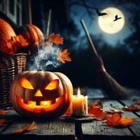 Halloween Pumpkins. AI Generative photo