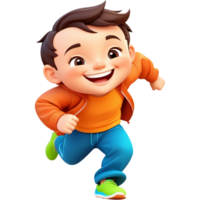 Smiling boy running. AI Generative png