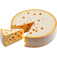 Realistic sliced round cheese. AI Generative png