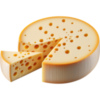 Realistic sliced round cheese. AI Generative png