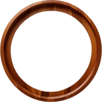 Round wooden picture frame. AI Generative png