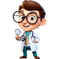 médico personaje dibujos animados. ai generativo png