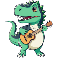 Dinosaurier spielen Gitarre. ai generativ png