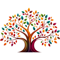 Tree with colorful leaves. AI Generative png