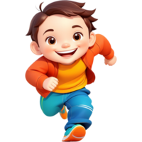 Smiling boy running. AI Generative png