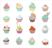 Set of Colorful Cupcackes Vector Illustration