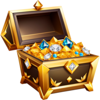 Realistic treasure box with gold and diamonds. AI Generative png