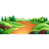 Cartoon nature green view. AI Generative png