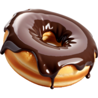 Realistic tasty chocolate donut. AI Generative png