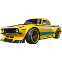 Realistic yellow car. AI Generative png