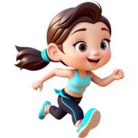 Cartoon girl running. AI Generative png