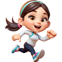 Cartoon girl running. AI Generative png