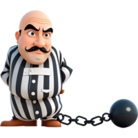 Prisoner cartoon design. AI Generative png