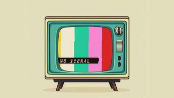 No signal tv illustration. Retro colorful animated. Video flat cartoon animation design element 4k