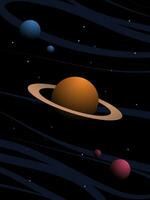 Vector space background with Saturn