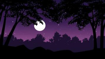 Calm night in forest vector background