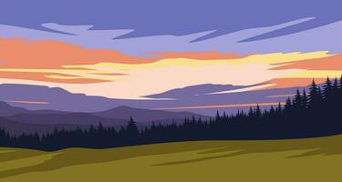 Vector flat nature landscape illustration