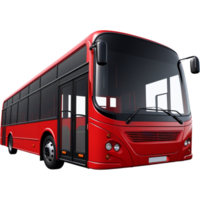 Realistic small urban red bus. AI Generative png