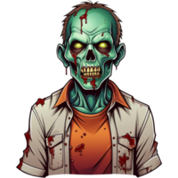 Realistic zombie character shirt design. AI Generative png