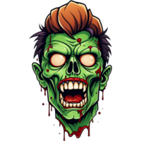 morto zumbi cabeça camisa Projeto. ai generativo png