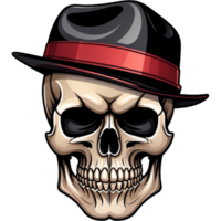 Gangster skull wearing hat shirt design. AI Generative png
