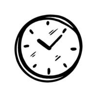 garabatear mano dibujado reloj, tiempo. Temporizador. rápido, velocidad, alarma, hora gestión, icono símbolo ilustración vector