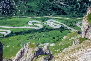 View from Sass Pordoi peak in Dolomiti photo