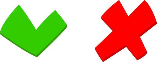 Do and dont check ticket choice option green red flat icons vector