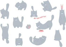 Cat vector illustration. Set cartoon cats flat design.