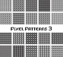 Pixel pattern seamless, black and white color. Patterns set in retro design. vector