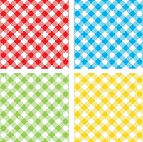 set checkered colored tablecloth diagonal seamless pattern vector