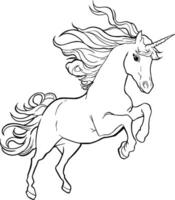 Unicorn horse coloring drawing vector