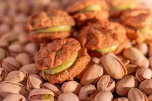 Biscuits with pistachio cream photo