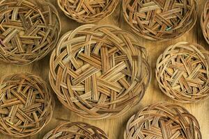 Piring Lidi, Woven Plate Made from Coconut Leaf Stick. photo