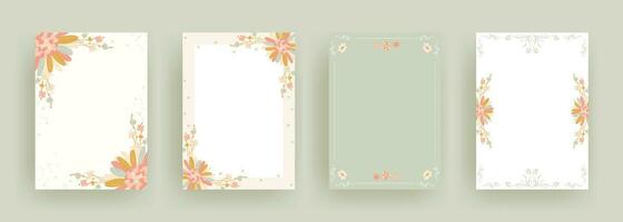 artistic universal template with colorful flowers and border design in set vector