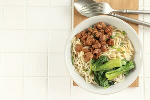 Mie Ayam or Chicken Noodle, Indonesian Popular Street Food photo