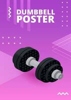 Poster with dumbbells for print and design. Vector illustration.