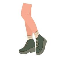 Beautiful female legs in stylish boots. Vector isolated flat fashion shoe illustration.