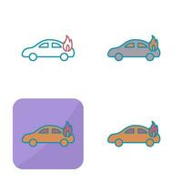 coche único en icono de vector de fuego