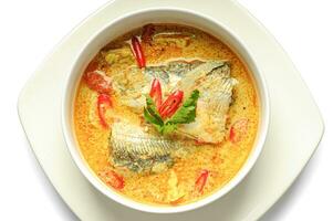 fish curry soup in a ready-to-eat bowl photo