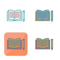 icono de vector de libro y lápiz único