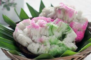 Carabikang snack made from a mixture of rice flour eggs warm coconut milk and granulated sugar photo